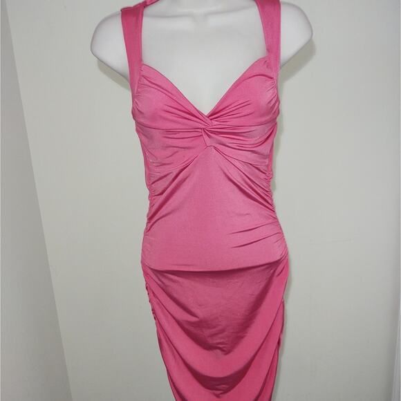 Y2K Pink Ruched Bodycon Dress – Shelly - Size M - Picture 3 of 5